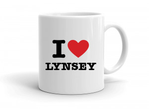 "I love LYNSEY" mug
